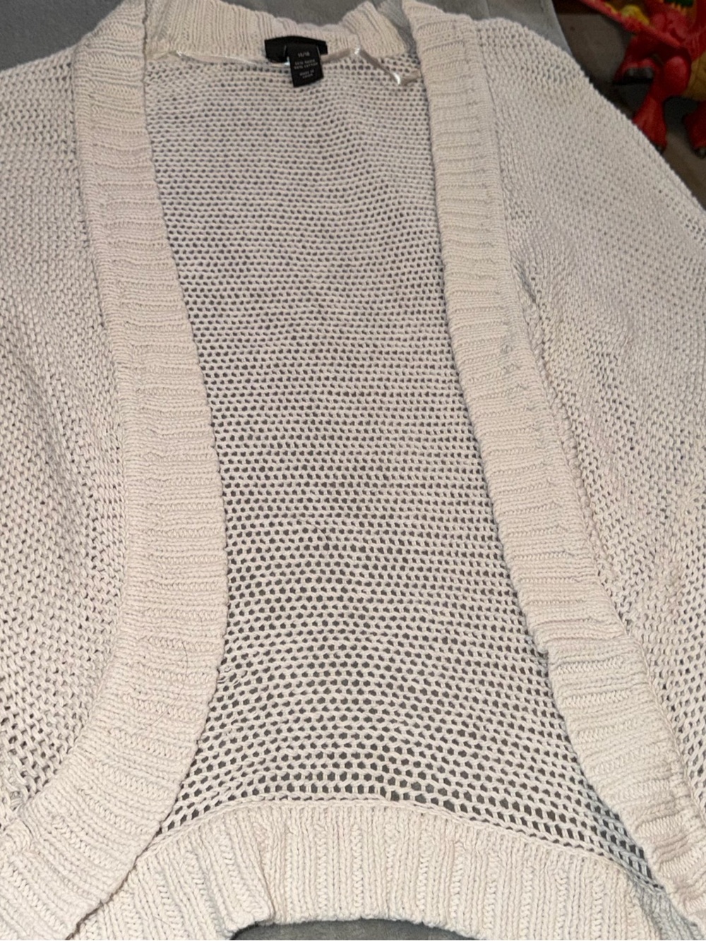 Lane Bryant Womens Plus 14/16 Cream Open Knit Cocoon Cardigan Sweater